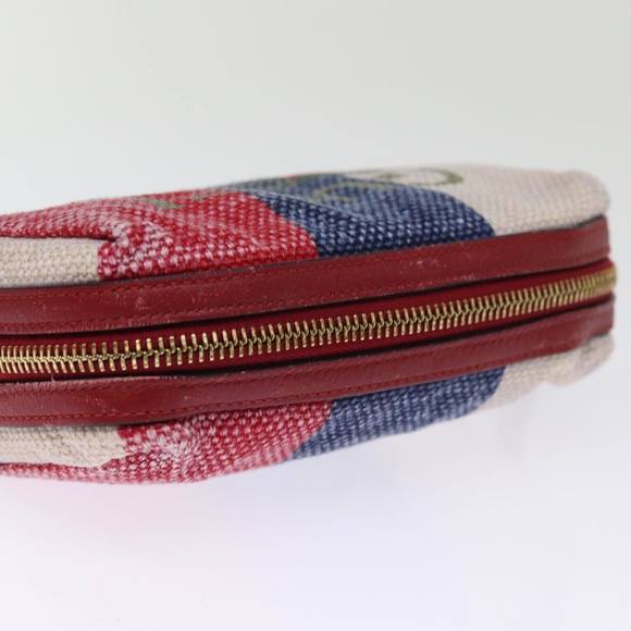 GUCCI Sherry Line Pouch Canvas Red Navy Auth 77003 - Picture 5 of 16